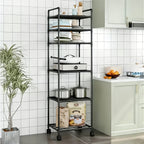 Estante de Almacenamiento Rodante de 5/6 Niveles - Organizador Multicapa de 167.64 cm - Ahorro de Espacio, Estante Ajustable y Multifuncional, Adecuado para Cocina, Baño, Sala de Estar, Oficina y Estudio, Solución de Almacenamiento Perfecta, Estante de Pi