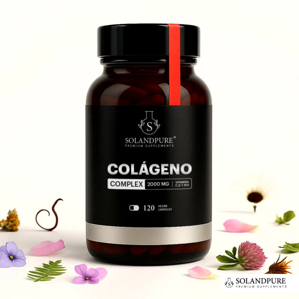 Colágeno y Ácido Hialurónico 180 Cápsulas Vegetales – Fórmula Premium con PEPTAN® Marino, Biotina, CoQ10, Vitaminas y Minerales - Calidad Premium Solandpure®