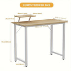 Oficinas para ordenadores de sobremesa pequeños con soporte de pantalla extraíble, mesa de escritorio para PC fácil de subir con estructura metálica, escritorio de juegos para estudiar, jugar y trabajar, de madera