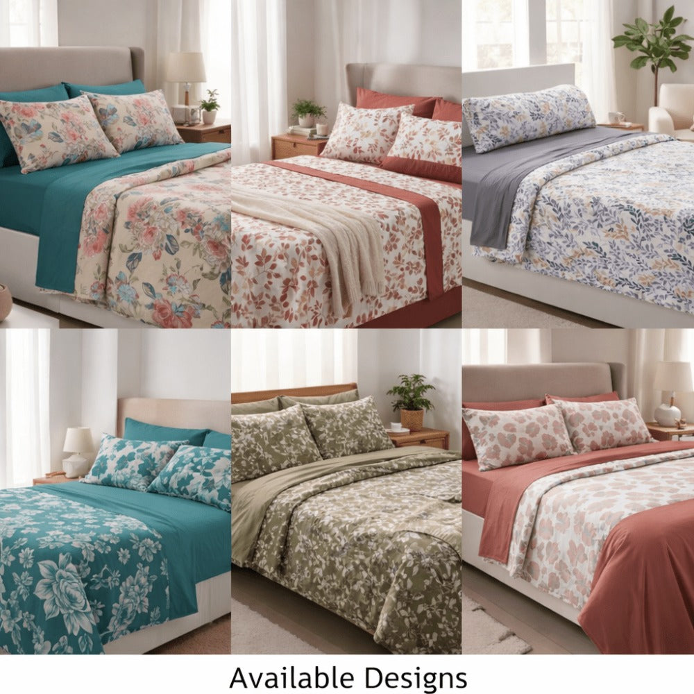 Juego de Sábanas 3 Piezas Estampadas Microfibra – Sábana Bajera Ajustable + Sábana Encimera + Funda Almohada, Suave y Antiárrugas, Cama 90 105 135 150 180, Poliéster microfibra