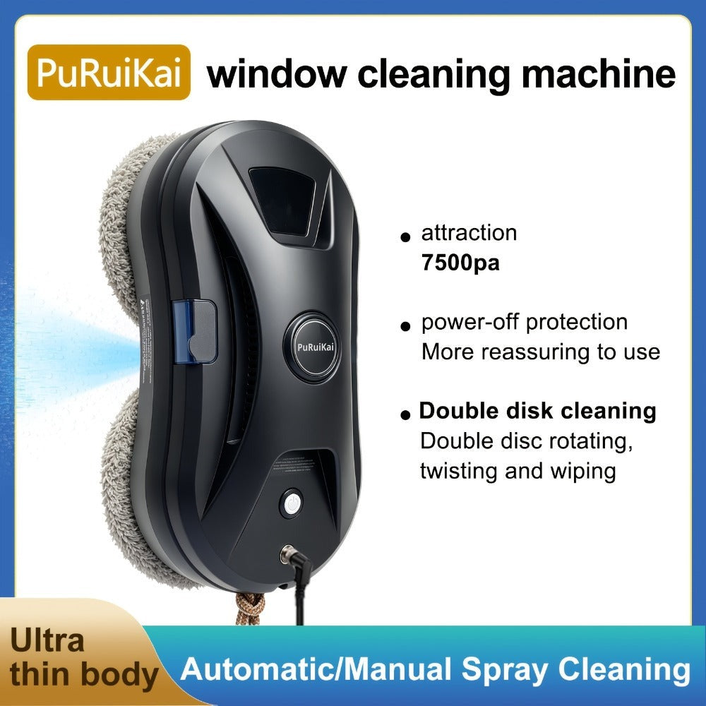 PuRuiKai 11 Almacén Local Robot Limpiador de Ventanas Inteligente, Robot Automático de Limpieza de Vidrios con Control Remoto y Rociado de Agua, Ideal para Hogar, Oficina, Edificios Altos, Regalo de Halloween y Navidad