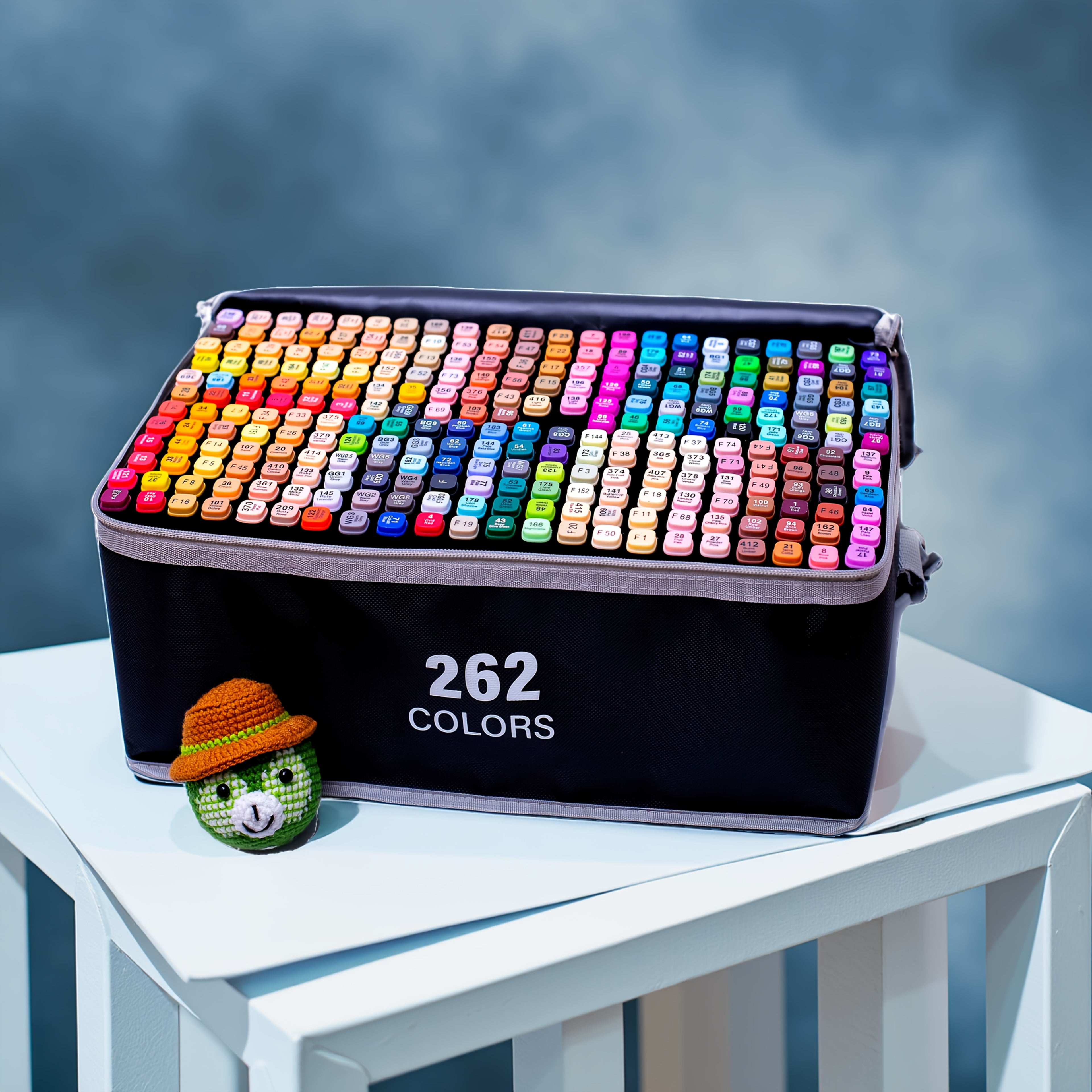Juego de rotuladores de dibujo de doble punta de 262 colores con marcadores de punta, adecuados para colorear para adultos, suministros de artista, bocetos, animación y caligrafía - Tinta a base de agua para aficionados, profesionales, regalos de Navidad