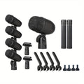 Juego de 7 micrófonos dinámicos de metal para batería - Adecuados para grabación profesional de batería con micrófonos para bombo, tom/snare y platillos, equipados con pinzas para micrófono