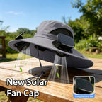 Sombrero de pesca para hombre de ala ancha con ventilador solar, incluye 2 ventiladores, recargable, ala grande, fresco y transpirable, apto para diversas ocasiones: correr, acampar, pescar, viajar
