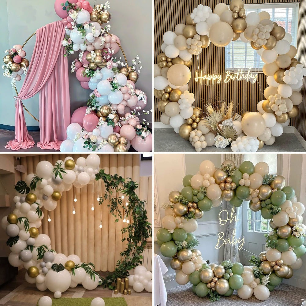 Kit de Arco de Globos Reutilizable con Soporte 2.2m/7.2ft - Dorado, Ideal para Cumpleaños, Bodas y Aniversarios, Decoración de Fiestas, Telón Fotográfico, Navidad (Globos y Plantas No Incluidos)