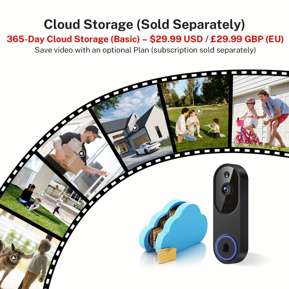 Cámara de videoportero de seguridad para el hogar inalámbrica 2K (con receptor de interior) que funciona únicamente con WiFi de 2.4G, incorpora un sistema de detección humana con IA, monitoreo en vivo, visión nocturna, comunicación bidireccional, batería