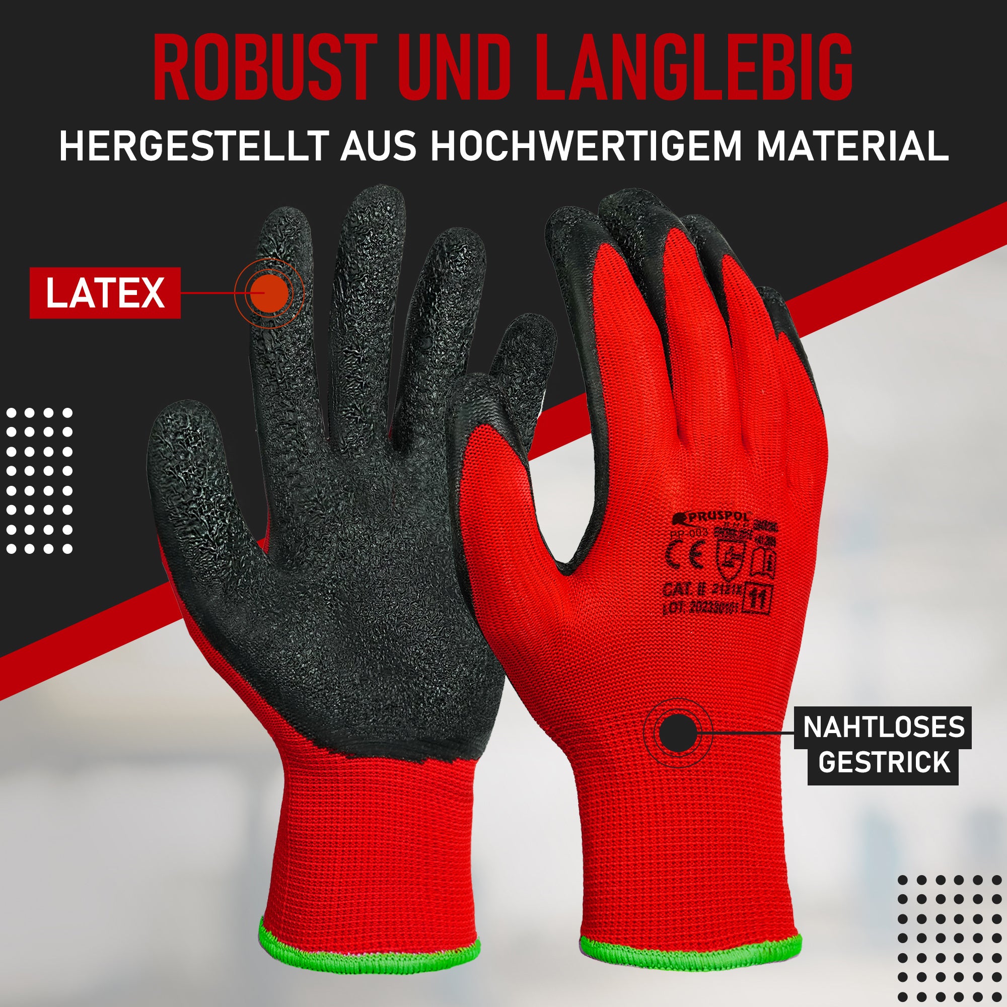 12 a 24 Pares de Guantes de Trabajo Duraderos (Talla 7/8/9/10/11), Guantes de Jardinería, Guantes de Montaje para Hombres/Mujeres con Revestimiento de Látex para Construcción, Mecánica, Talleres, Carpintería, Logística, Paquete al por Mayor