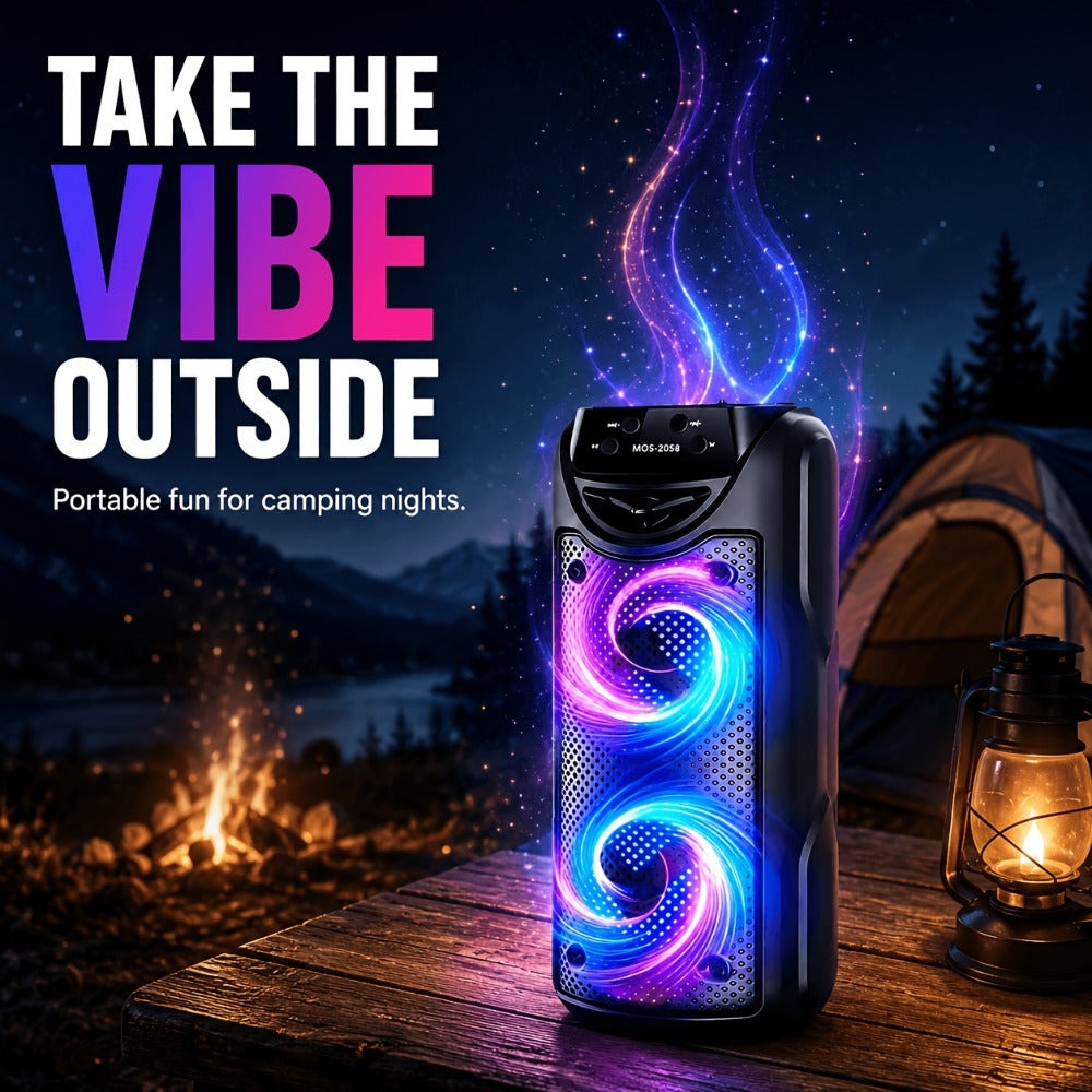 Sistema de altavoz de karaoke portátil Bluetooth, subwoofer dual de 3 pulgadas con graves profundos, luces de fiesta LED, radio FM, estéreo sin varillas TWS, altavoz PA de alto volumen, altavoz Bluetooth para exteriores para fiestas de verano, camping, pl