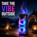 Sistema de altavoz de karaoke portátil Bluetooth, subwoofer dual de 3 pulgadas con graves profundos, luces de fiesta LED, radio FM, estéreo sin varillas TWS, altavoz PA de alto volumen, altavoz Bluetooth para exteriores para fiestas de verano, camping, pl