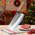 Cuchillo de Cocina Damasco, Maza de Carne y Verduras Forjada a Mano con una Hoja Afilada y un Mango Ergonómico Antideslizante Diseñado Específicamente para la Preparación Culinaria Presentado en una Elegante Caja de Regalo Ideal Como Regalo de Vacaciones
