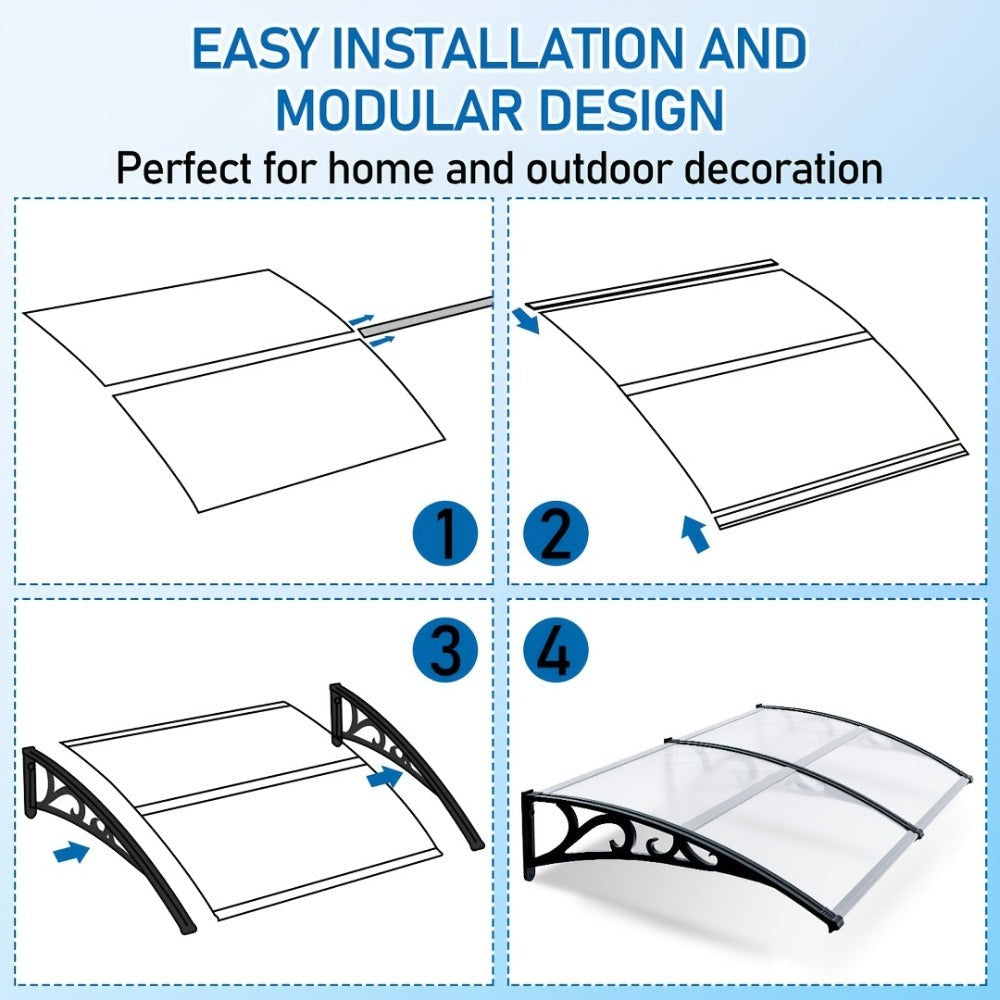 Toldo inclinado, toldo de toldo, soporte de toldo para escaparate, para puerta de entrada, protección contra la intemperie, cubierta para la lluvia, toldo para puerta de entrada, diseño de toldo curvo, toldo para puerta, toldo para jardín, balcones, venta