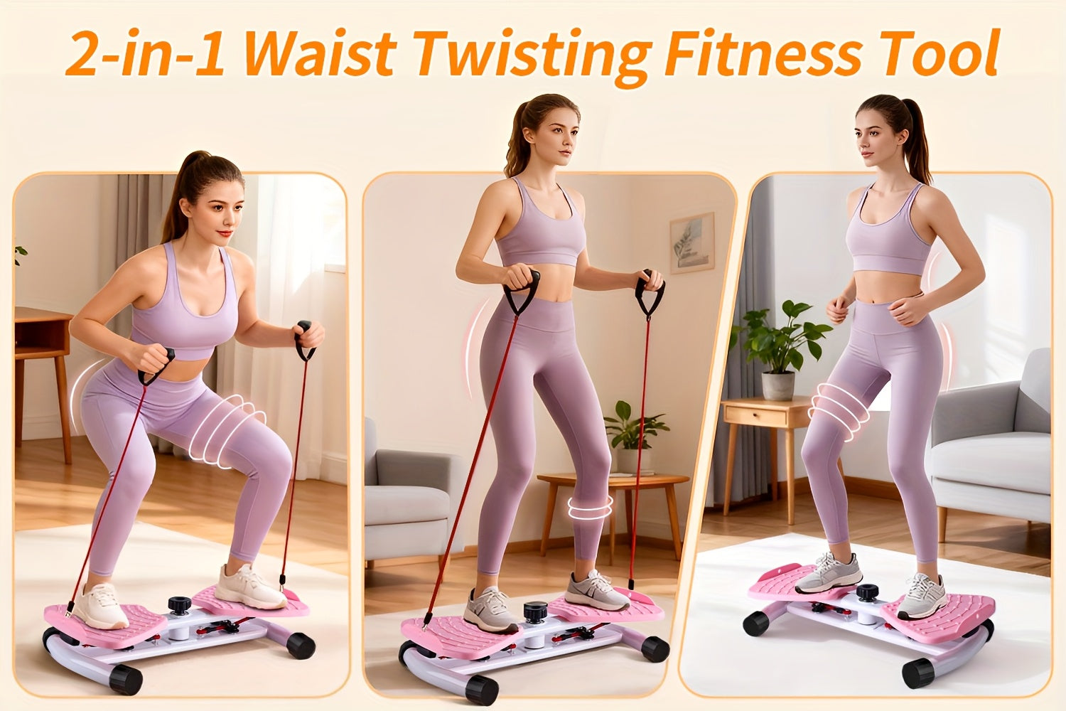 Tabla de torsión de cintura, tabla de torsión para ejercicio, máquina de ejercicio de torsión de cintura, herramienta de fitness de torsión de cintura, diseño de masaje de pies, tabla de 53.01 cm con dos cuerdas de 76.2 cm de largo, adecuada para gimnasio