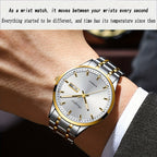 Un reloj de hombre tradicional y sofisticado con un calendario luminoso, fabricado con una correa de acero inoxidable, lo que lo convierte en un regalo ideal para hombres. El reloj mecánico automático Dianpai para negocios, sin batería.