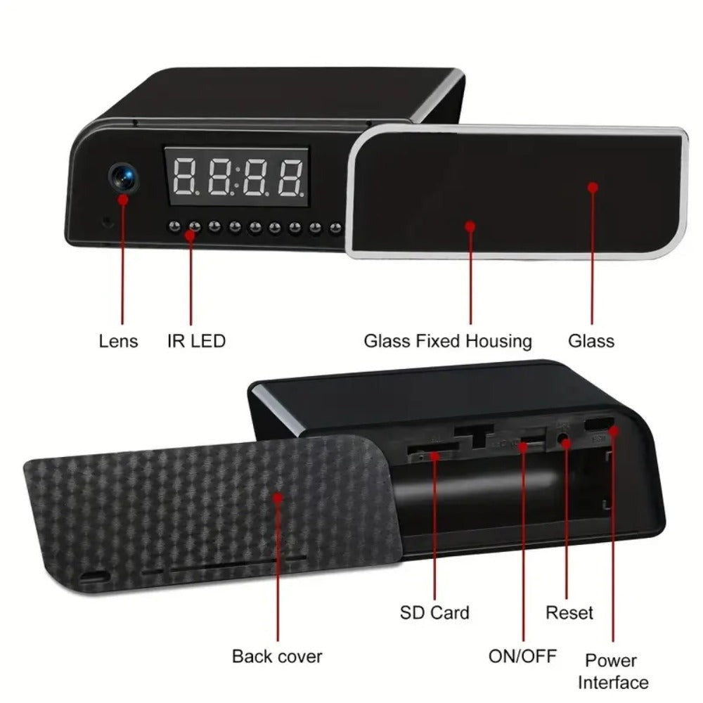 Cámara de Reloj Rectangular Inteligente, Cámara Inalámbrica Wifi 1080P con Visión Nocturna, Detección de Movimiento y Visualización Remota, Cámara de Vigilancia para Bebés/Personas Mayores/Mascotas, Seguridad Interior para el Hogar, Decoración de Escritor
