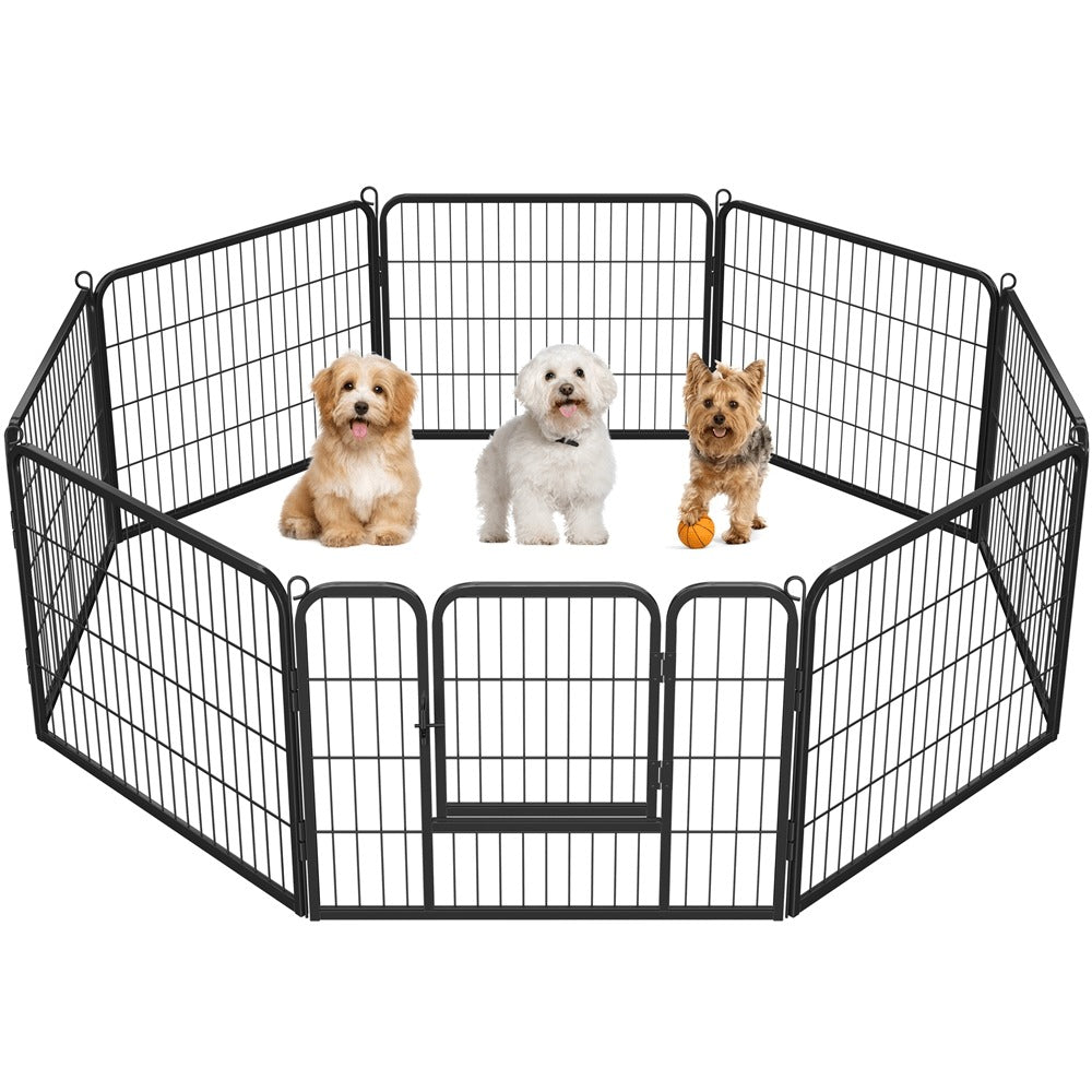 Costoffs Jaula para Perros de 80 x 60 cm con Puerta y Anillos para Piso, Ideal para Uso Interior y Exterior