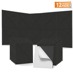 Paneles acústicos de pared autoadhesivos con patrón en X, 12x paneles de pared, revestimiento de pared de listones para aislamiento acústico, absorbe el ruido en paredes/techos