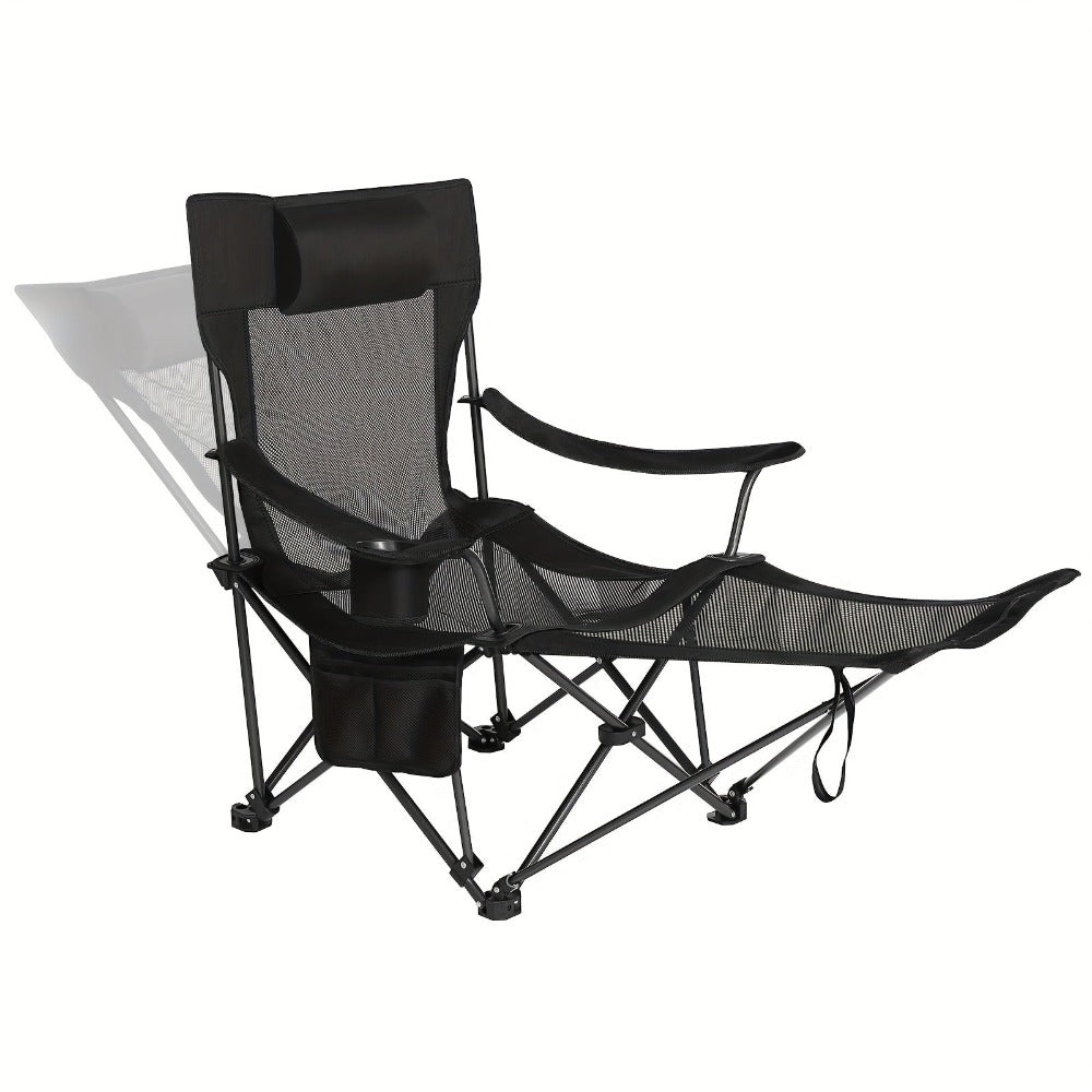 1pieza Silla de exterior para muebles de jardín para camping senderismo suministros de ocio al aire libre multifuncional modular 4-en-1 silla plegable de camping pesca asiento de banco de doble propósito (reposapiés extraíble/Ajuste de respaldo de cuatro