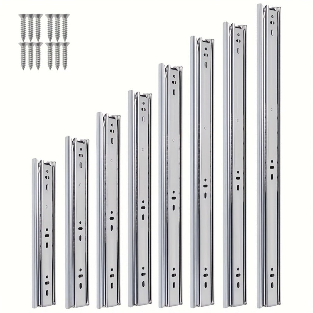 6 piezas de acero inoxidable con montaje lateral, riel deslizante para cajones con cierre suave y extensión completa con rodamiento de bolas, con carga potente, bloqueo conveniente, silencioso y suave, fácil de obtener almacenamiento en el armario, establ