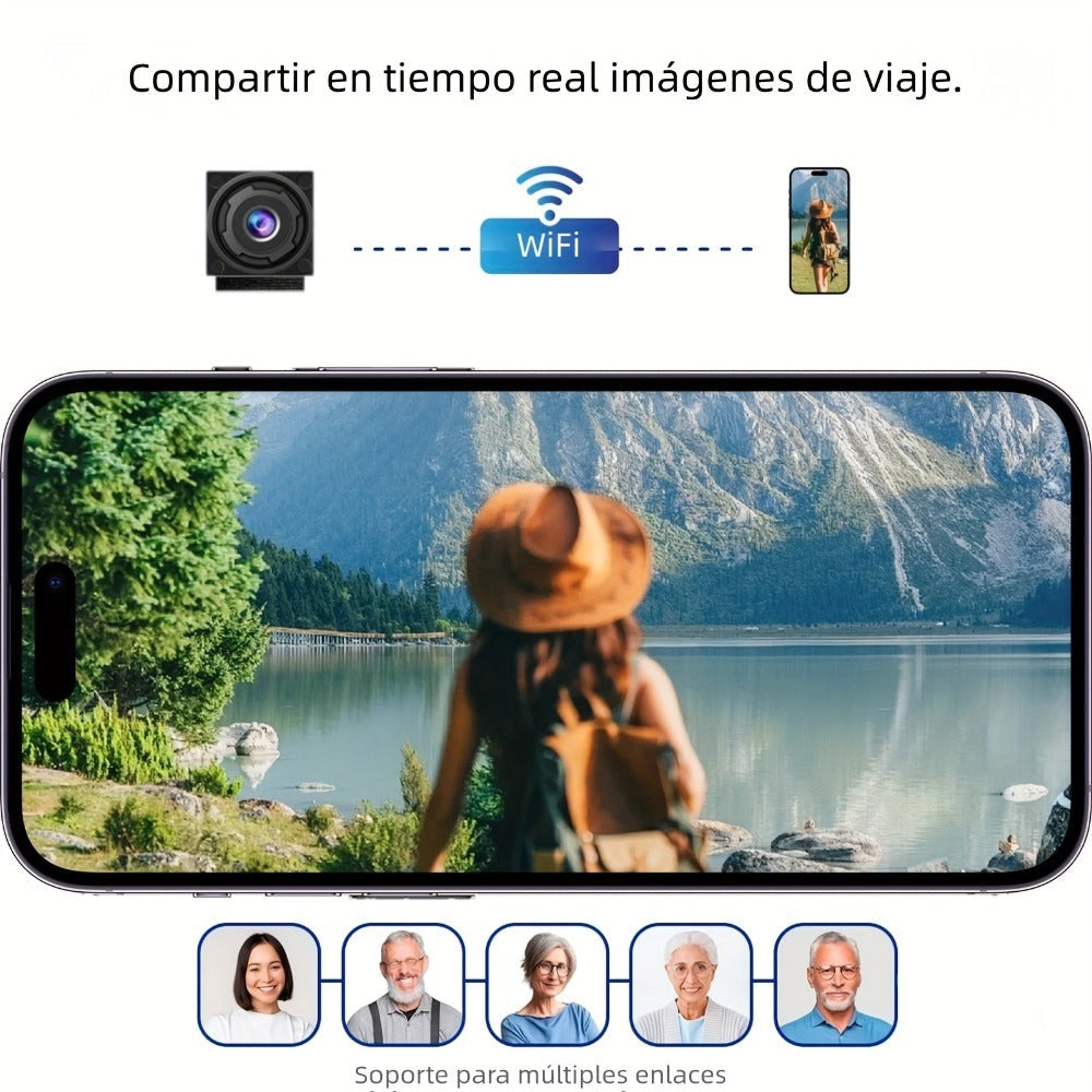 Memoria opcional de 16GB/32GB/64GB, cámara WIFI HD 1080, modo DIY, compatible con control remoto por aplicación de móvil, grabación y vídeo, portátil, fácil de usar, compatible con tarjeta TF, grabación en bucle, modo AP, detección de movimiento, recordat
