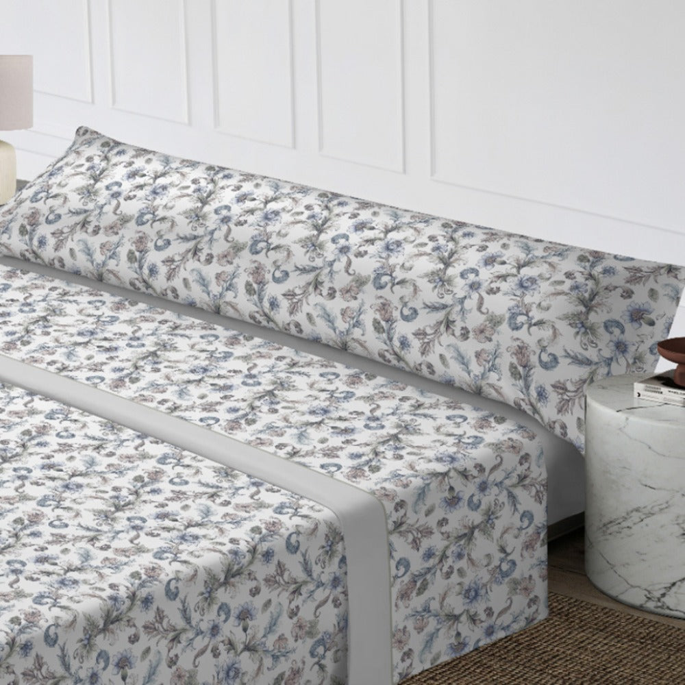 Juego de cama de tres piezas apto para todas las estaciones, que incluye una sábana, una sábana ajustable y fundas de almohada. Medidas: 90 cm, 105 cm, 135 cm, 150 cm y 180 cm.