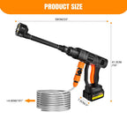 Lavadora a Presión Inalámbrica 21V 450Bar/652 PSI Portátil con 1X o 2X Batería, Boquilla Ajustable 6 en 1, Manguera de 16.4 Pies, Limpiadora de Presión para Coche/Suelo/Jardín y Riego de Patio