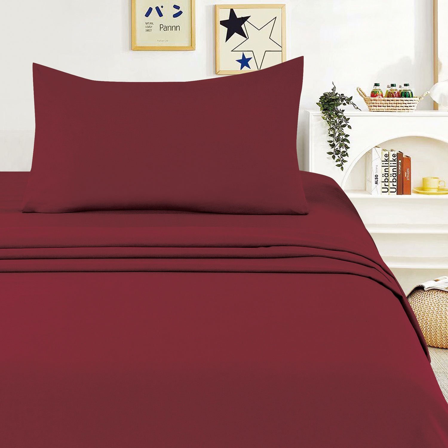 Juego de Sábanas Ligero Suave Fresca 4 Piezas para Cama de 90/105/135/150 cm – 100%Microfibra – Incluye Sábana Bajera Ajustable con borde elástico de 25 cm de profundidad, Sábana Encimera y 2 Fundas de Almohada – Suave, Transpirable y Confortable