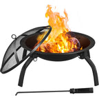 Costoffs Fogón de fuego con protector de chispas y gancho para olla, hoguera y cesta de fuego para exterior