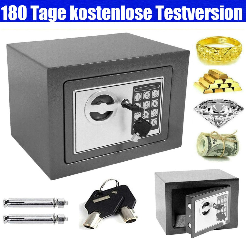 Caja Fuerte Electrónica Digital de Seguridad con Cerradura de Contraseña y Llave, Caja de Depósito de Dinero en Efectivo, Acero Resistente con 2 Llaves para Oficina, Hogar, Hotel, Montaje en Pared o Suelo