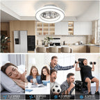 Ventilador de techo con luz de 41.5 cm, ventiladores de techo silenciosos de 25 W, regulable 3000K-6500K-RGB, 6 velocidades de viento con control remoto, temporizador, memoria de luz, ventilador reversible