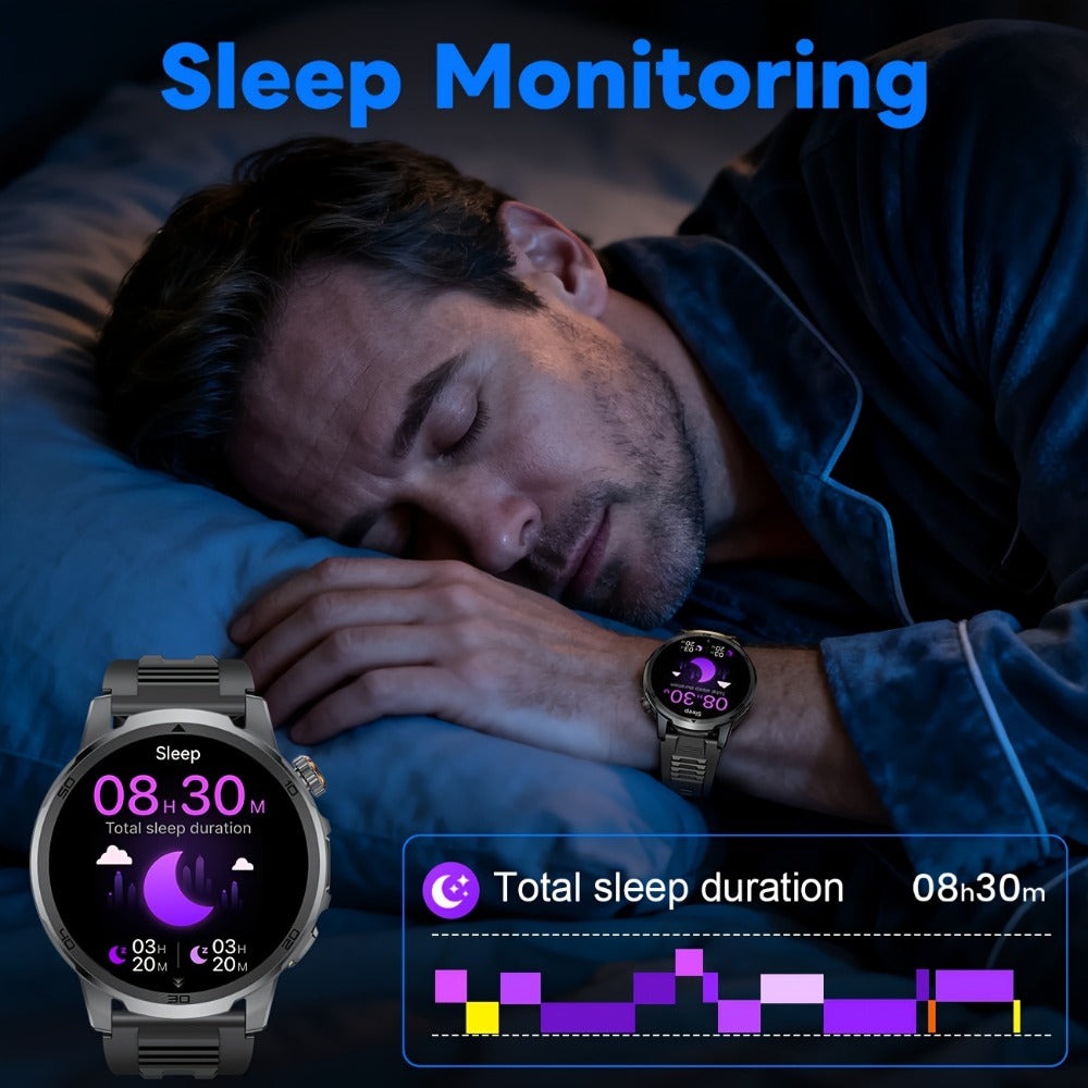 Reloj Inteligente LIGE para Hombres con Llamadas, Batería de 1000mAh/Linterna/Dos Cables de Carga, Pantalla HD Grande de 1.85 Pulgadas, Reloj de Fitness con 100+ Modos Deportivos, Monitor de Sueño IPX8 para Android e IOS