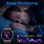 Reloj Inteligente LIGE para Hombres con Llamadas, Batería de 1000mAh/Linterna/Dos Cables de Carga, Pantalla HD Grande de 1.85 Pulgadas, Reloj de Fitness con 100+ Modos Deportivos, Monitor de Sueño IPX8 para Android e IOS