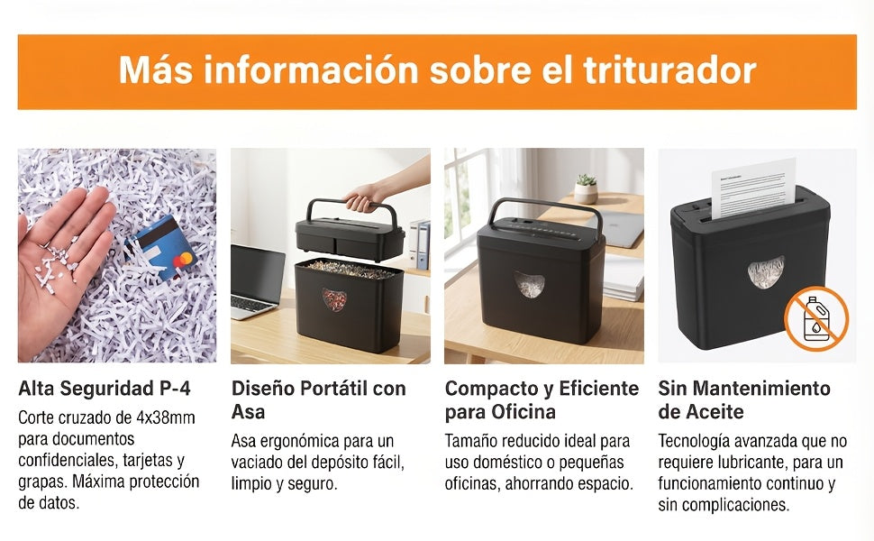 Trituradora de papel | Destrozadora de papel doméstica para protección de la privacidad familiar, corte cruzado de 5 hojas, destruye tarjetas de