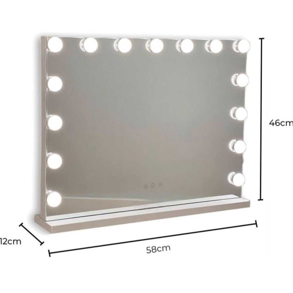 Espejo de Maquillaje con Iluminación LED: Tocador con 12 Bombillas, 3 Modos de Luz, Control Táctil, Espejo de Maquillaje con Aumento y Luz para Maquillaje (ESP001)