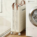 Cesta de Ropa Grande Plegable con Ruedas, Cuero Sintético Color Sólido, Versátil y Portátil para Almacenamiento en Baño y Balcón, 15.8/205GaA, Varios Tamaños Disponibles, Bolsa de Ropa para Lavandería, Cestas de Ropa
