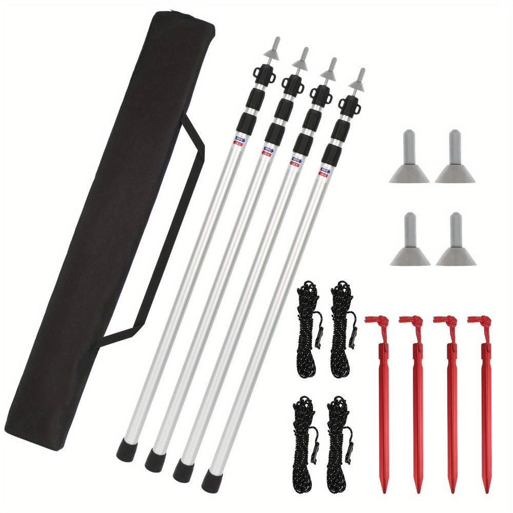 Poste telescópico para carpas lona, postes de camping, poste telescópico de aluminio ajustable telescopio 90-230 cm, postes para toldos, postes para carpas telescopio con bolsa de almacenamiento