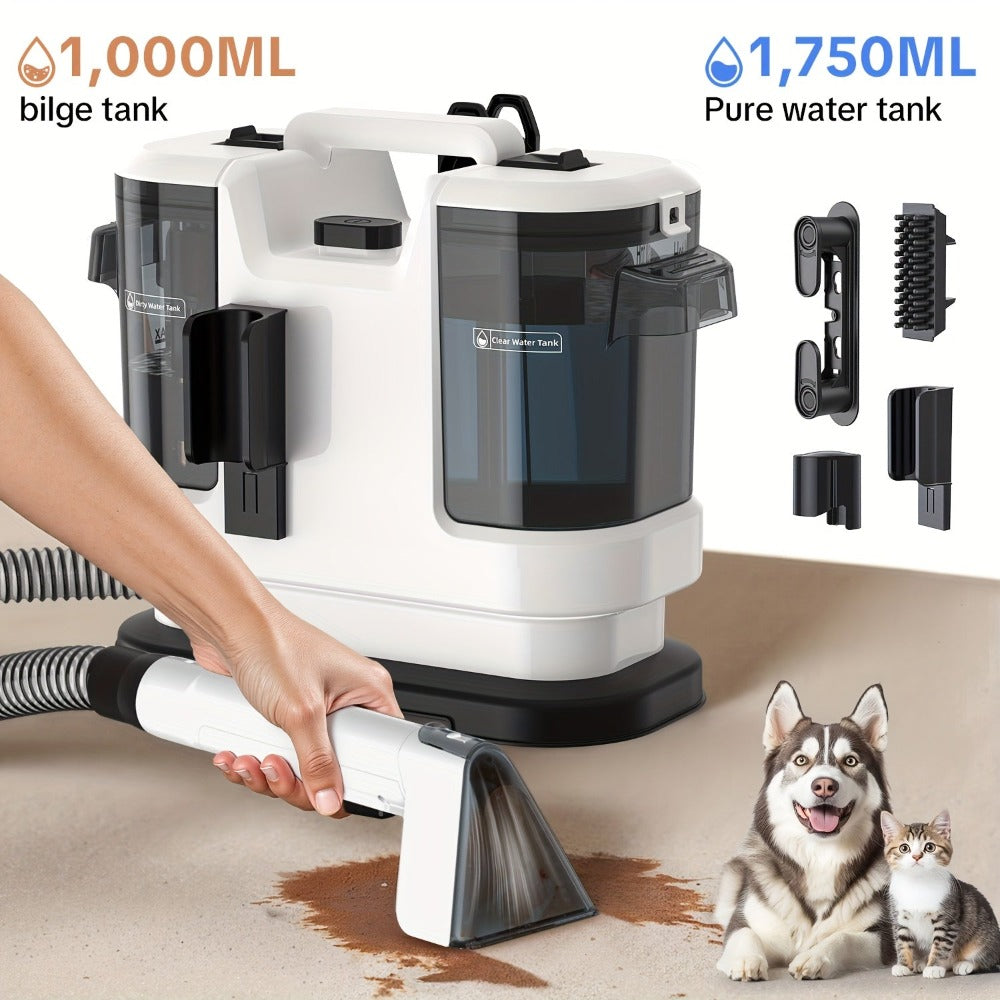 Máquina de limpieza de manchas portátil multiusos para alfombras y tapicería, potente máquina de limpieza de manchas con succión de 22500Pa, máquina de limpieza de telas con diseño de tanque de agua dual, removedor de manchas no químico para alfombras, ma