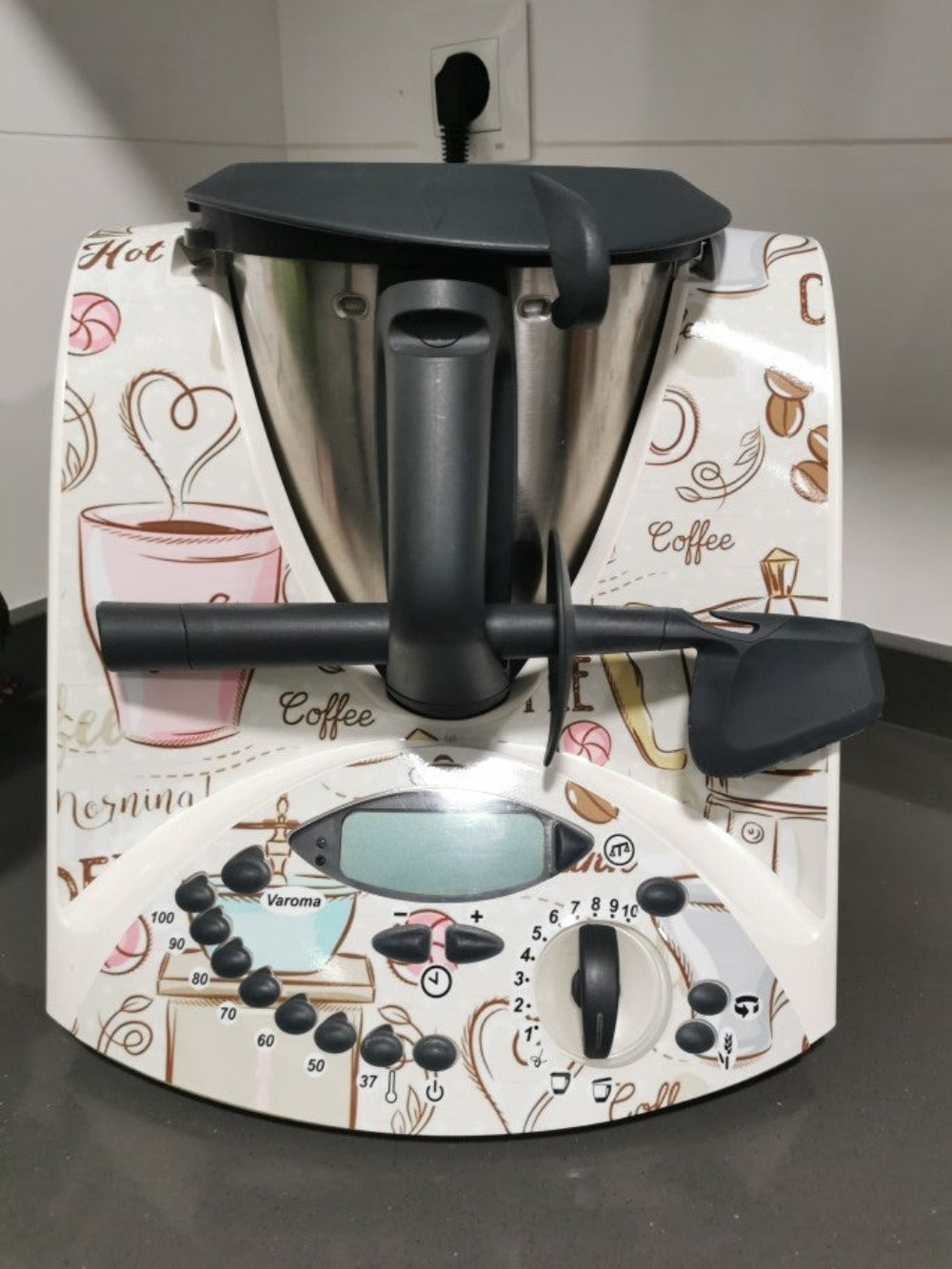 APCym Vinilo para Thermomix TM31 MOD. COFFE HOT Pegatinas decorativas compatibles con robot de cocina Thermomix TM31, diseño de accesorios de cocina, resistente al agua, autoadhesiva