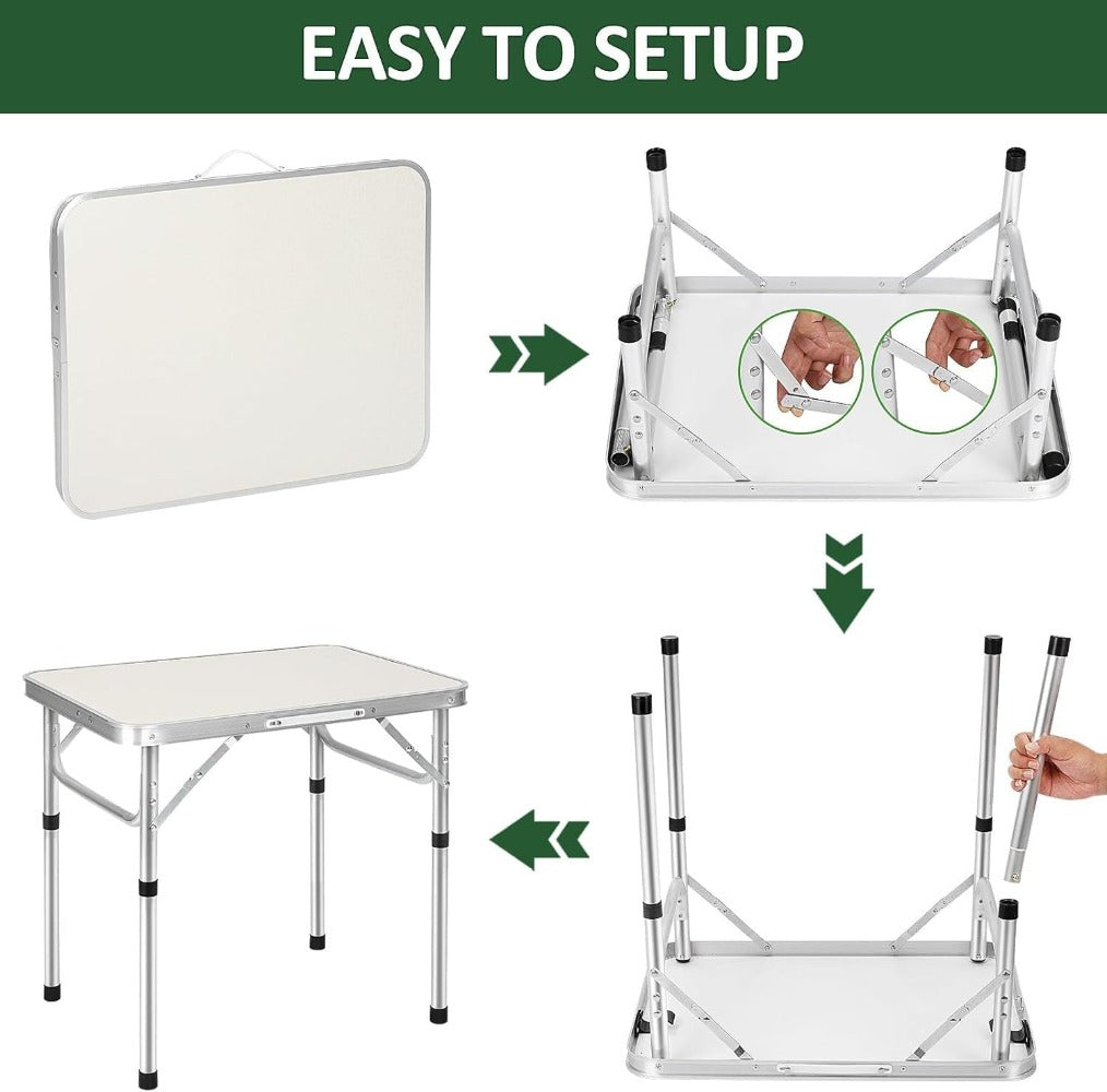 Mesa Plegable de 60x45x26/56cm, Resistente y Ajustable, Ideal para Camping, Picnic, Fiestas al Aire Libre y BBQ. Mesa Portátil con Asa de Transporte, Perfecta para Jardín, Cocina y Exteriores. ¡La Mesa BBQ de Aluminio Definitiva para tus Fiestas!