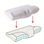 Juego de 1 almohada ortopédica para cuello de algodón lavable con funda blanca