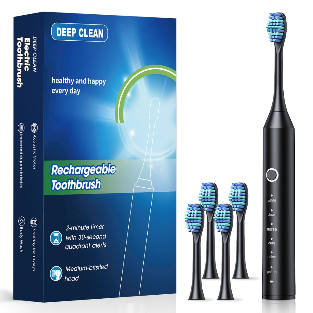 Cuidado bucal | Cepillo de dientes eléctrico inteligente para adultos con 6 modos de limpieza (limpieza profunda, blanqueamiento, cuidado de