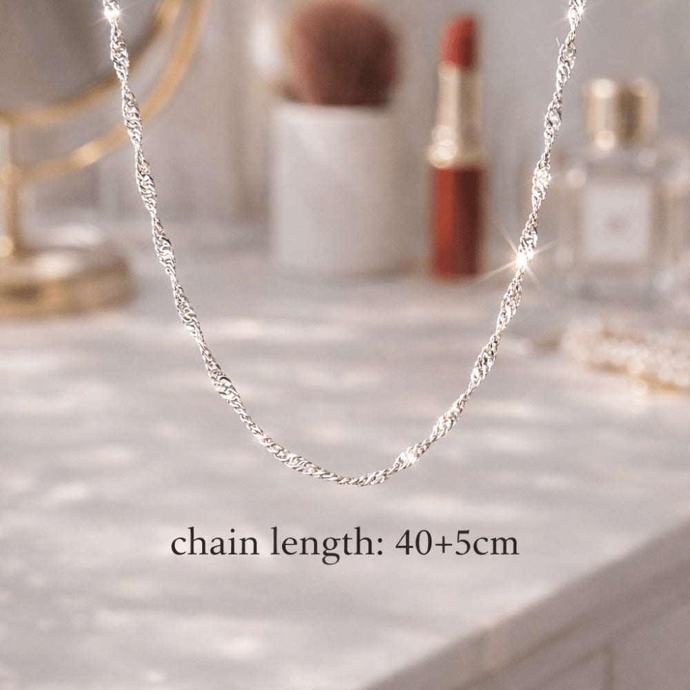 Collar de plata 925 para mujer – Cadena de plata trenzada elegante y minimalista – Cadena delicada para mujer, regalo de joyería