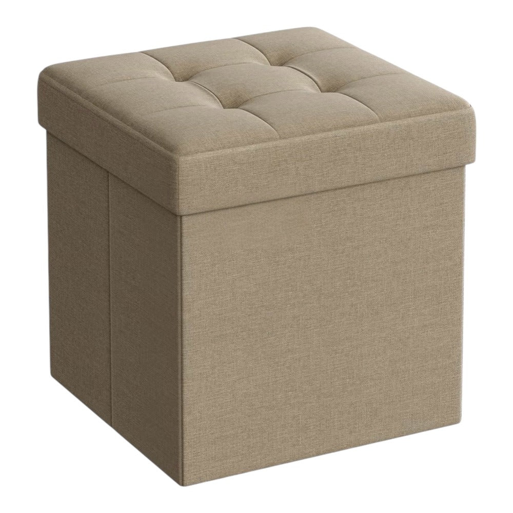Puff o Banco de almacenaje Plegable | Taburete Reposapiés Otomana | Baúl de Almacenamiento | Taburete Reposapiés.para Cama, Dormitorio, salón, Comedor o Recibidor | 38x38x38cm | Soporta 300kg.