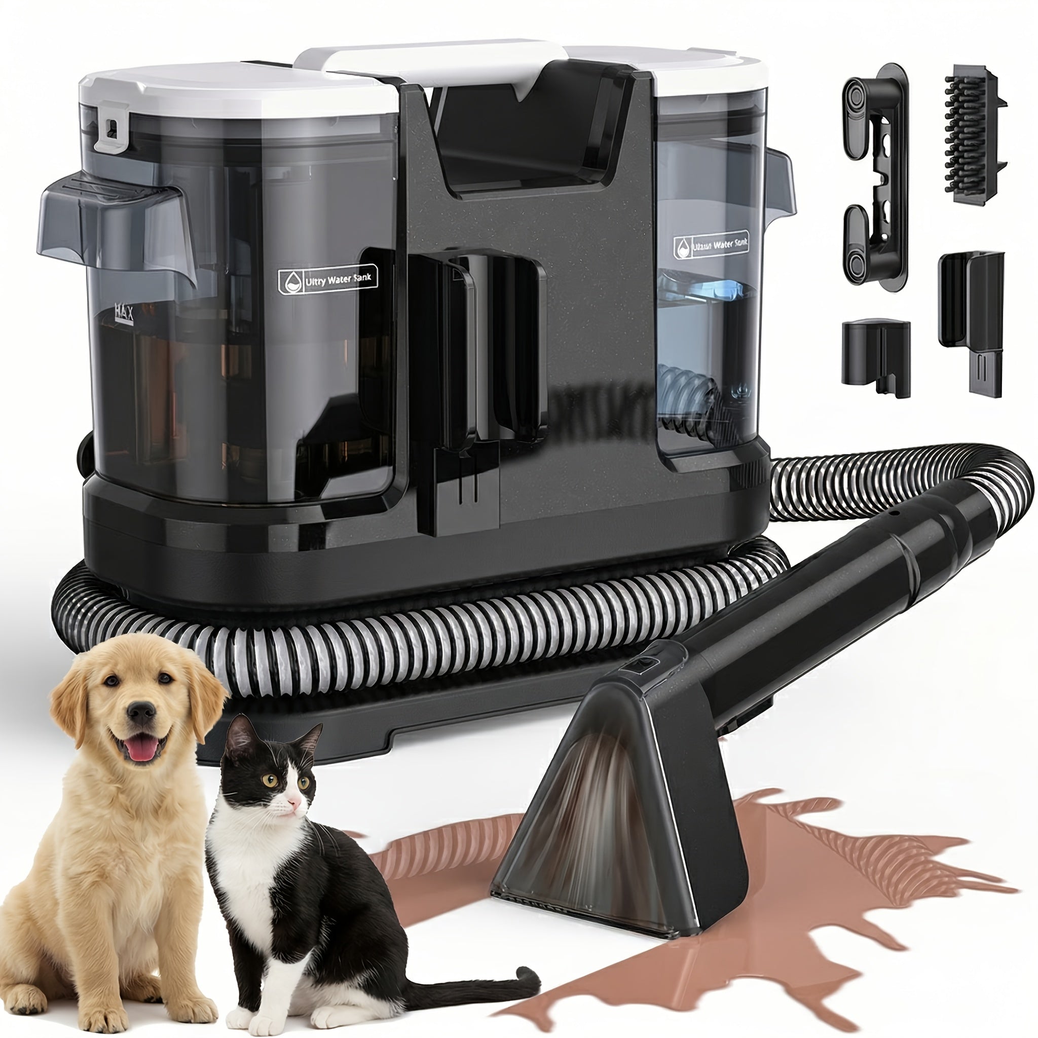 Lubluelu 600W Potente Aspiradora de Limpieza de Puntos | Súper Succión de 20Kpa, Mayor Capacidad de Limpieza, Radio de Trabajo de 6.7M, Diseño de Tanque de Agua Dual (1L + 1.75L), Limpieza de 3 Acciones, Removedor de Manchas No Químico Para Alfombras, Mas