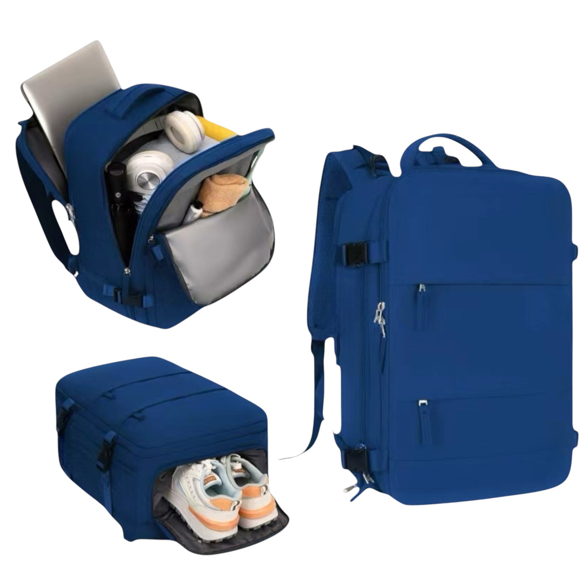 Mochila de Viaje para Cabina de Avion 45x30x20 para Vuelo Barato Equipaje de Mano y Espaciosa con Compartimento para Zapatos y Mochila Antirrobo Multifuncional para Viajes 2210.