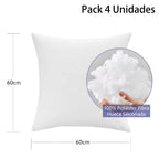 4 Unidades Relleno de Cojín Decorativo 45x45cm - Fibra Hueca Siliconizada para Sofá, Cama o Coche