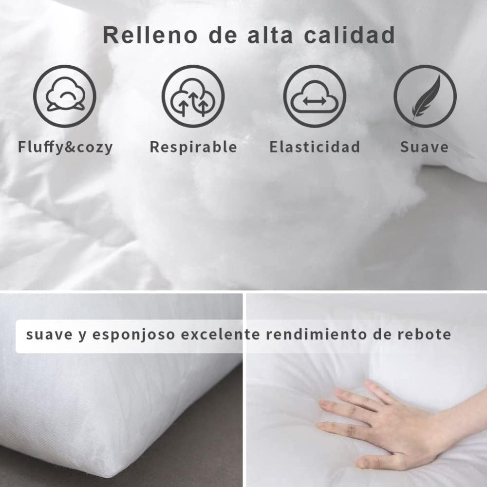Tesosy Pack 4 / 6 Relleno de Cojin Relleno de Fibra Virgen Hueca Siliconada Suaves y Indeformable, Relleno para Cojines de Sofa o Almohadones