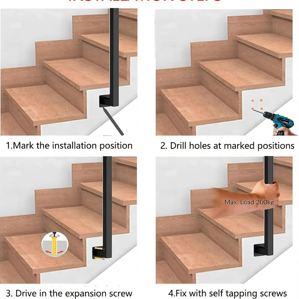Barandilla metálica para escalera 110cm | Interior exterior balcón y pasillo