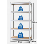 Estantería Multifuncional de 5 Capas | Estantería multifuncional de 5 pisos | adecuada para cocina, garaje, almacén o supermercado (1 o 2 unidades) | tamaño: 180x90x40 cm | convertible en mesa de trabajo | cubo de fibra de densidad media | muy adecuado pa