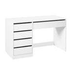Tocador Sherry de 1 pieza, 120x55cm, tocador con 5 cajones sin espejo, escritorio para computadora con espacio de almacenamiento, mesa de oficina blanca