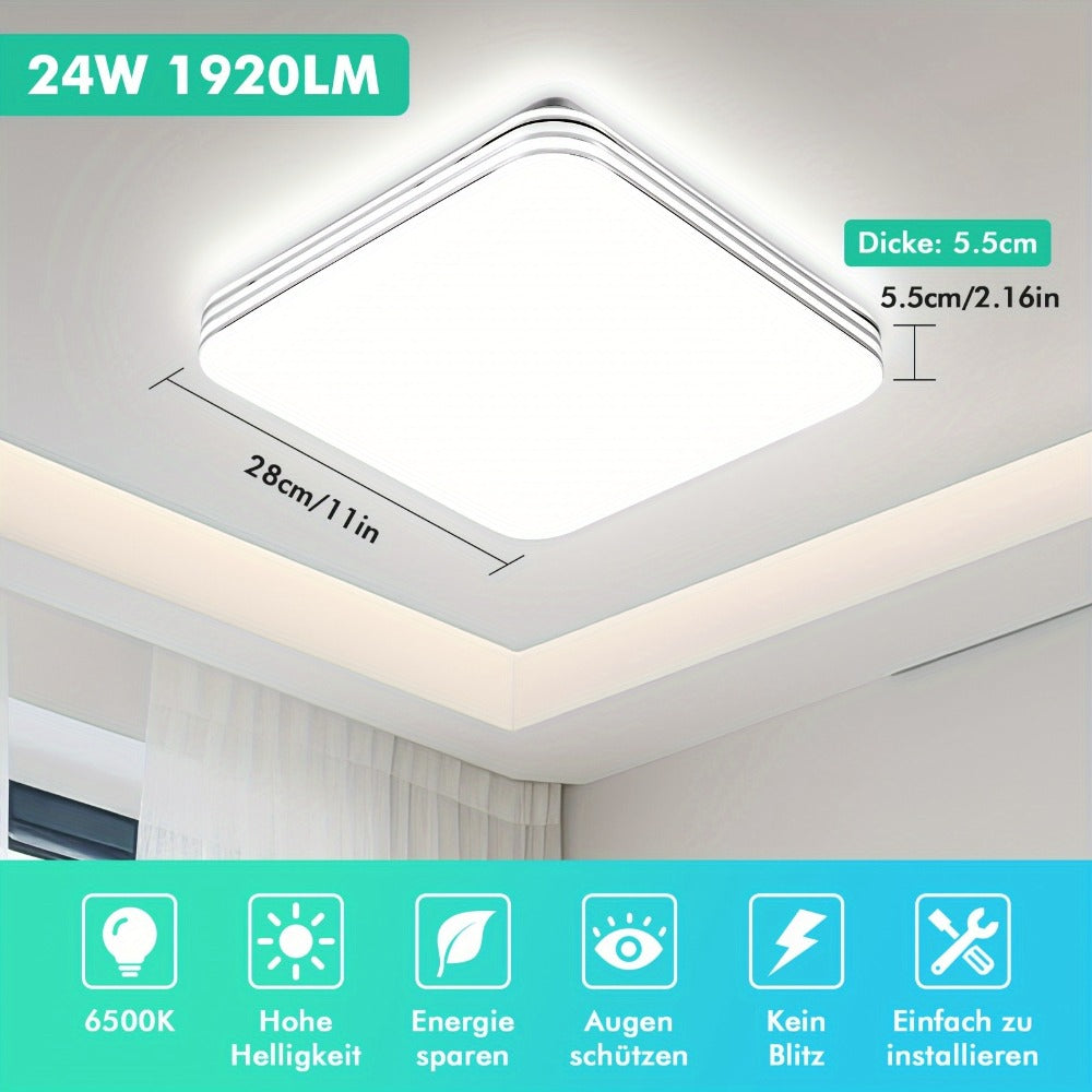 Lámpara de techo | Lámpara de techo LED cuadrada 18W 24W 36W 48W blanco frío 6500k, iluminación interior para dormitorio, sala de estar, cocina
